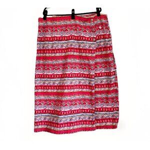 TY Wear 24W Cotton Button Front A-Line Midi Skirt Red Southwest Country Cabin